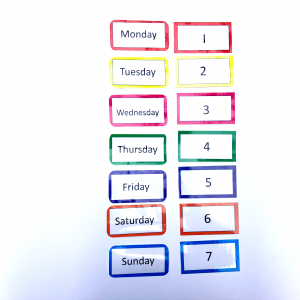 Days Of The Week Flash Cards