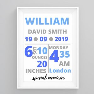 Baby Stats Personalised Wall Art